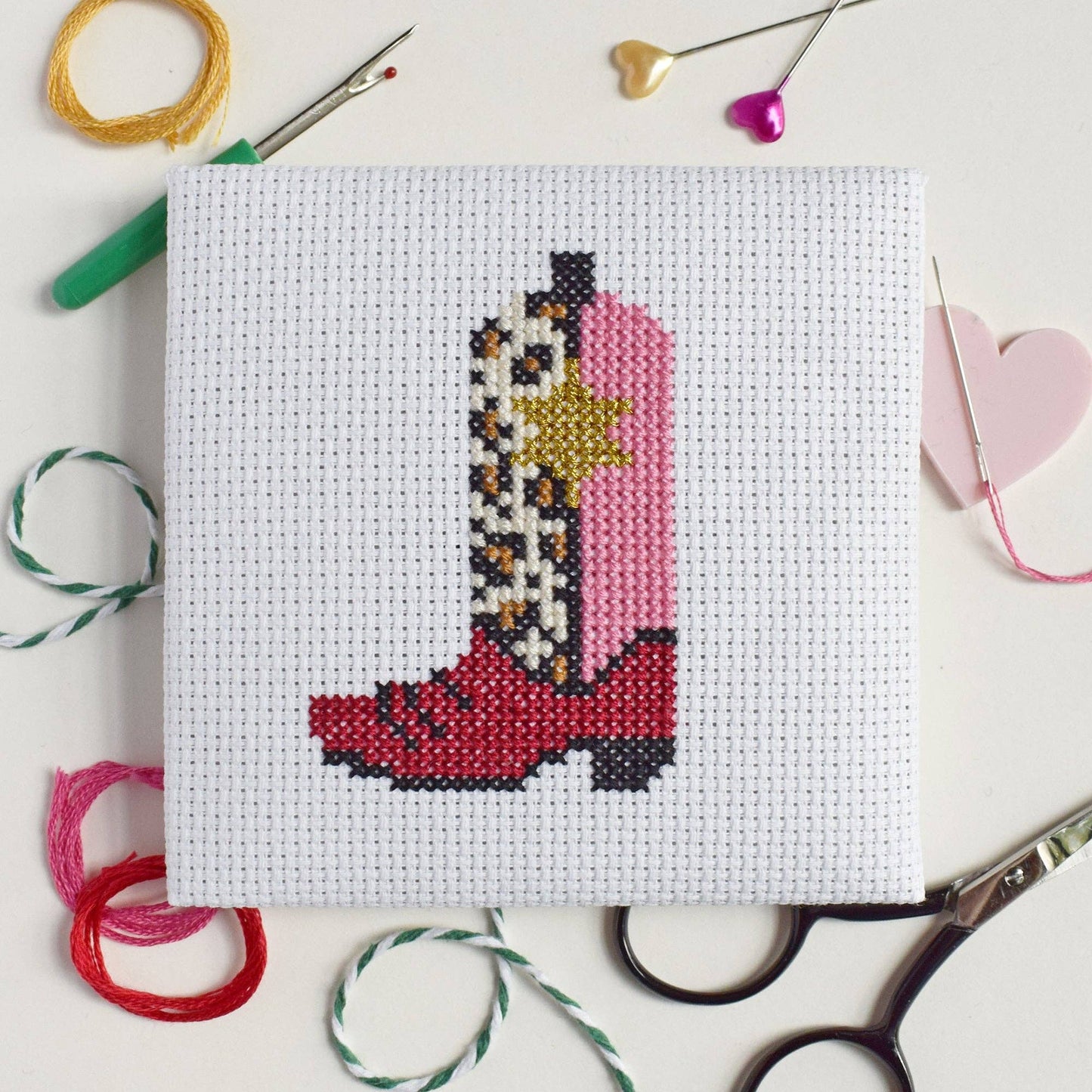 Cowgirl Boot Mini Cross Stitch Kit