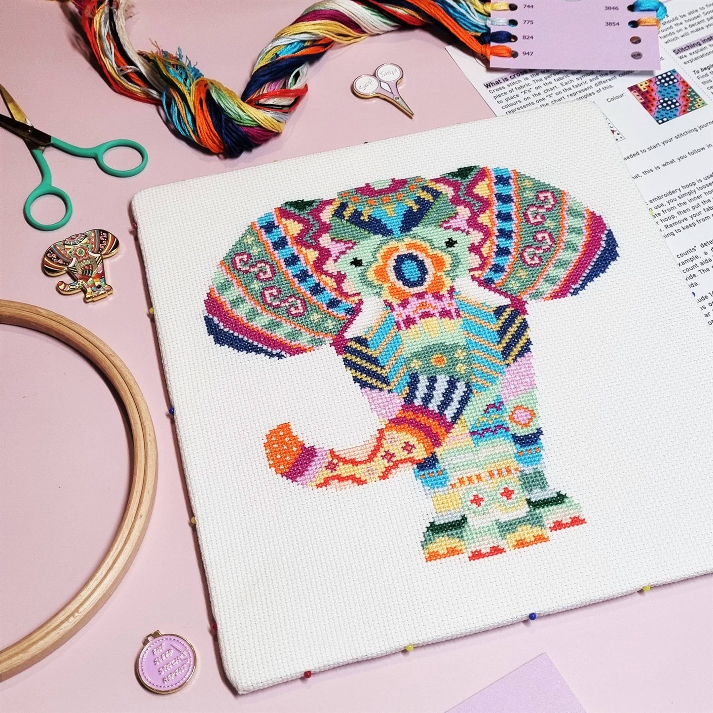 Mandala Elephant Cross Stitch Chart
