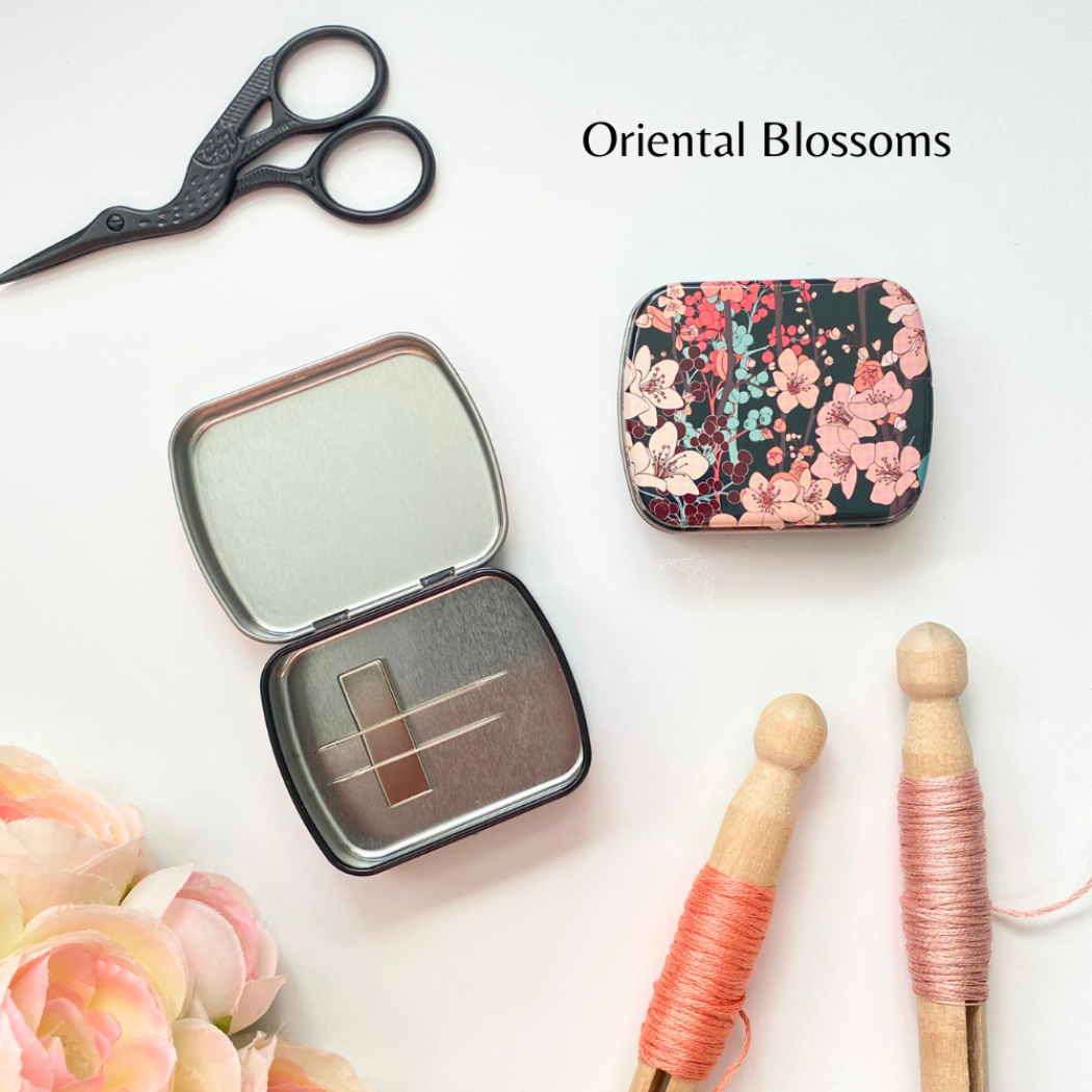 Wide Magnetic Needle Tin, Modern Floral Needle Case