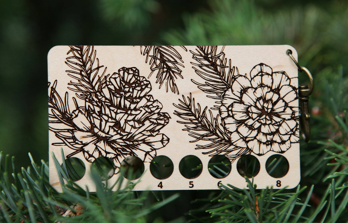 Pine Tree Embroidery Floss Storage Holder Maple Wood