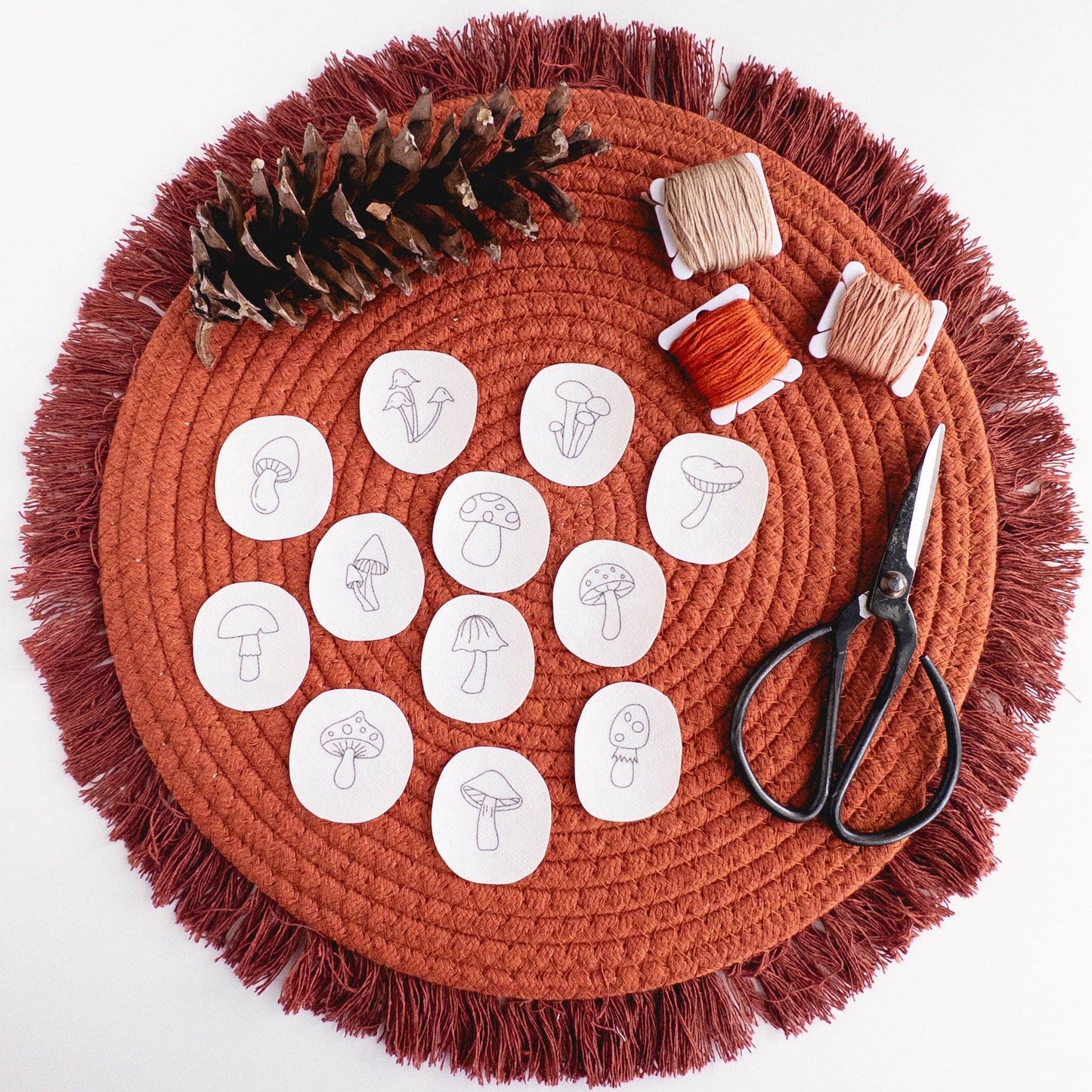 Mini Mushroom Stick and Stitch Embroidery Pattern