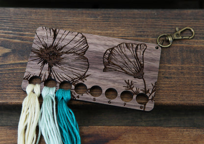 Poppy Embroidery Floss Storage Holder Walnut Wood