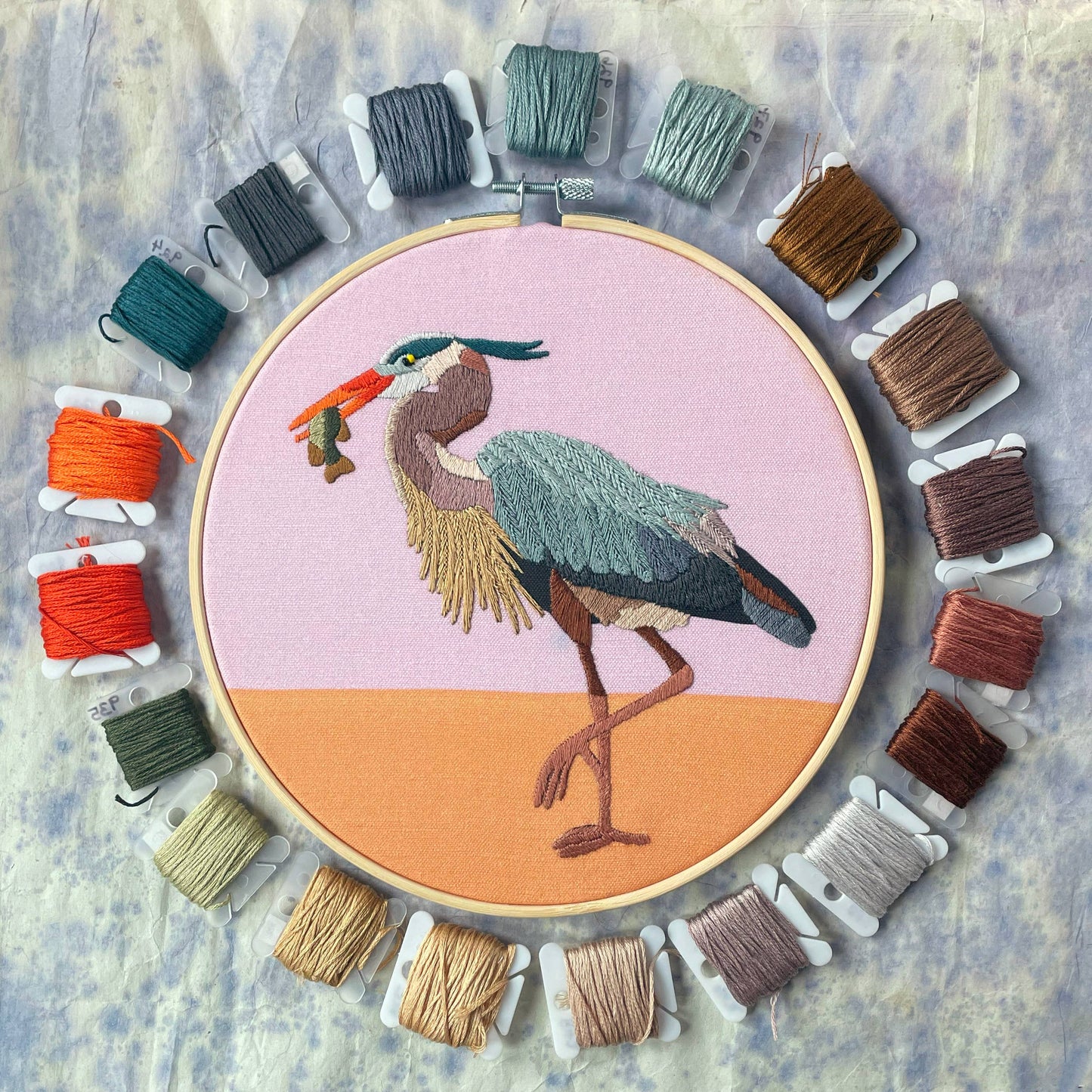Embroidery and Beadwork Kit Great Blue Heron