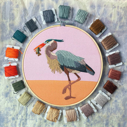 Embroidery and Beadwork Kit Great Blue Heron