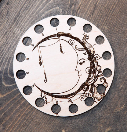 Crescent Moon Maple Wood Thread Storage Holder