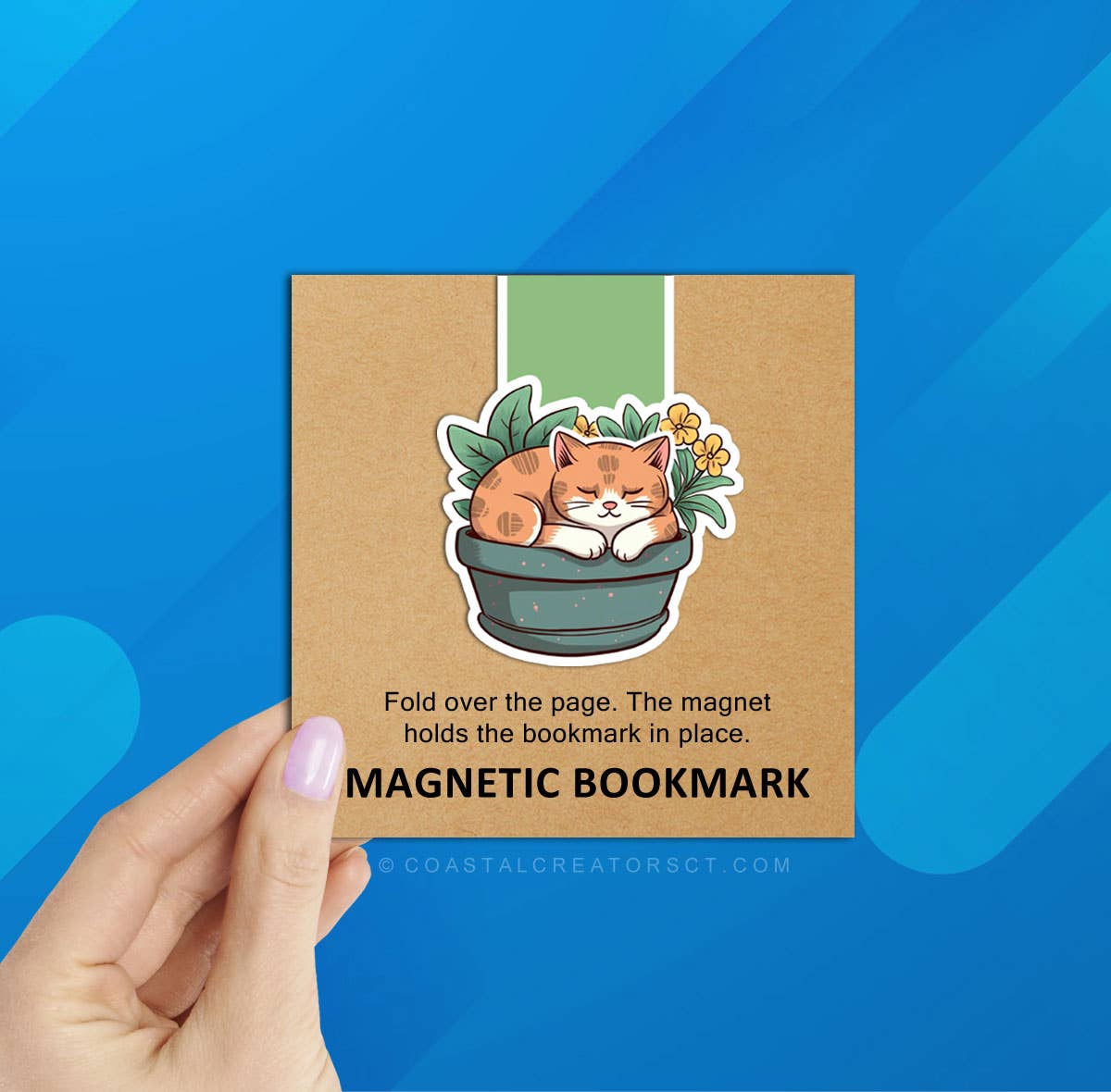 Sleeping Cat Plant Reversible Magnetic Bookmark (Packaged)