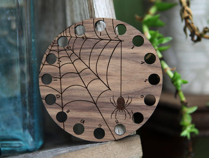 Spider Web Thread Storage Holder Walnut Wood
