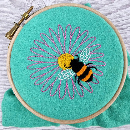 Bees Flowers Stick and Stitch Embroidery Patterns