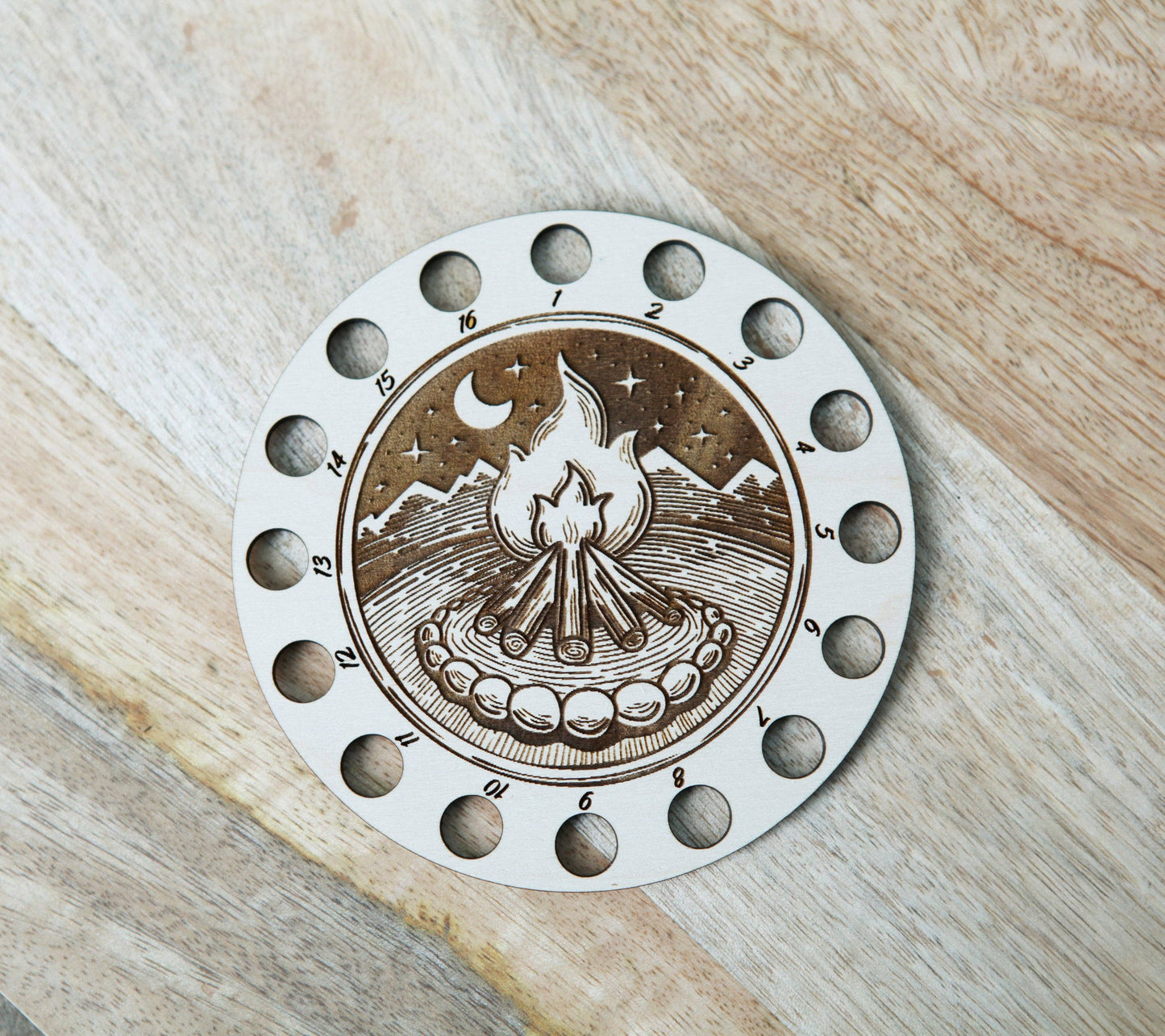 Campfire Embroidery Floss Holder in Maple Wood