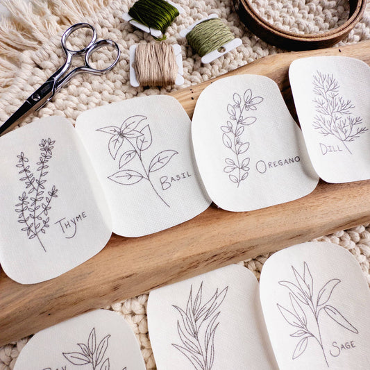 Herb Embroidery Patterns, Stick and Stitch Designs