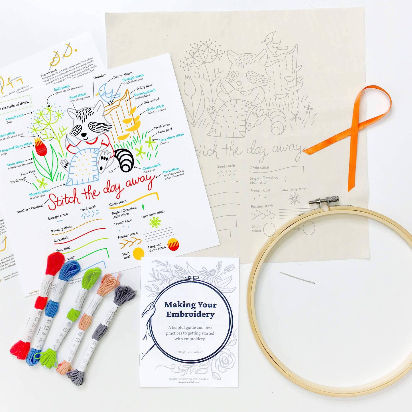 Stitching Raccoon Sampler Embroidery Kit