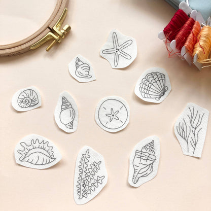 Seashells Hand Embroidery Peel Stick & Stitch Pattern