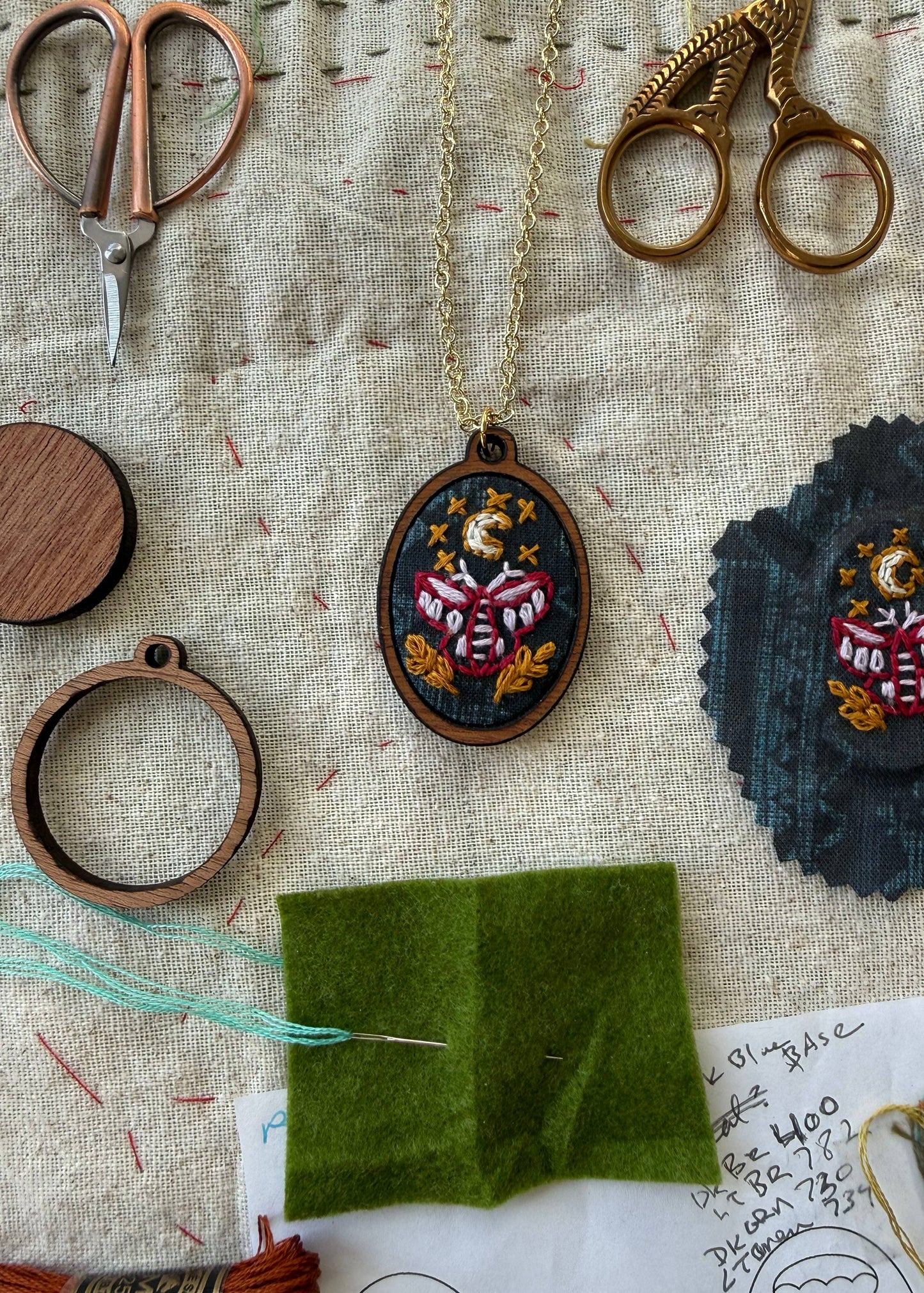 Moth Embroidery Necklace Kit