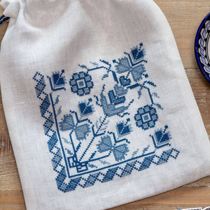 Blue Indigo Bag Cross Stitch Kit