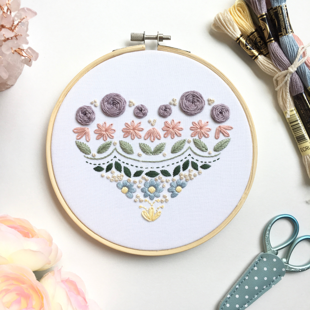 Enchanting Heart Sampler Embroidery Kit, Level 1