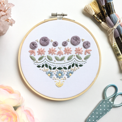 Enchanting Heart Sampler Embroidery Kit, Level 1