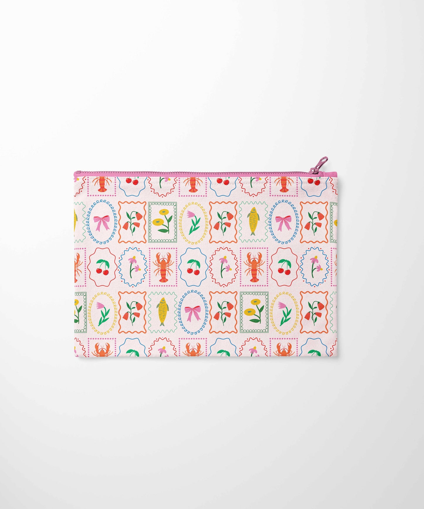 Colorful Stamp Tyvek Zip Notions Bag