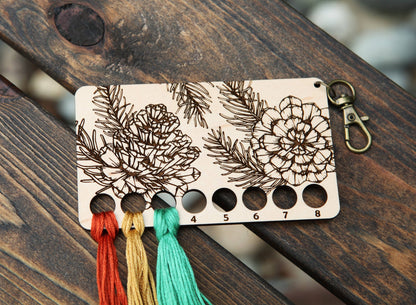 Pine Tree Embroidery Floss Storage Holder Maple Wood