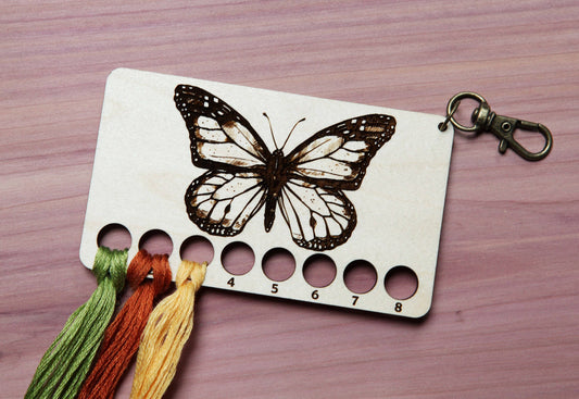 Butterfly Embroidery Floss Storage Holder Maple Wood