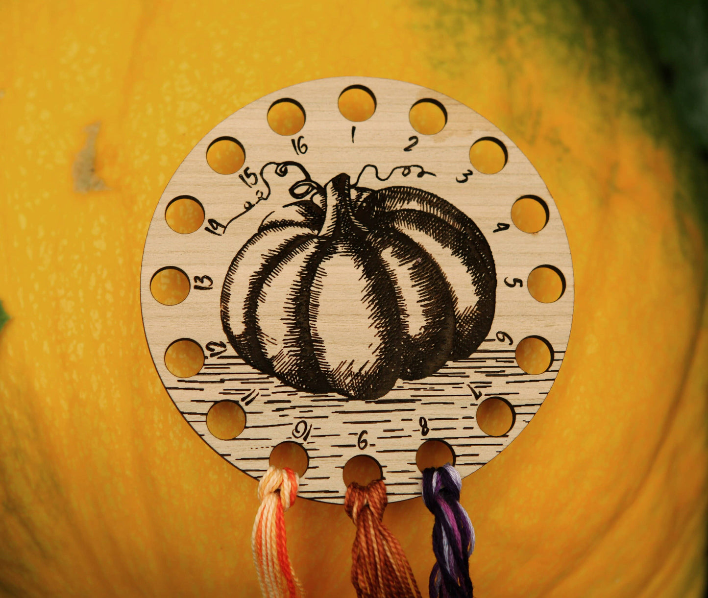Pumpkin Floss Thread Holder Cherry Wood