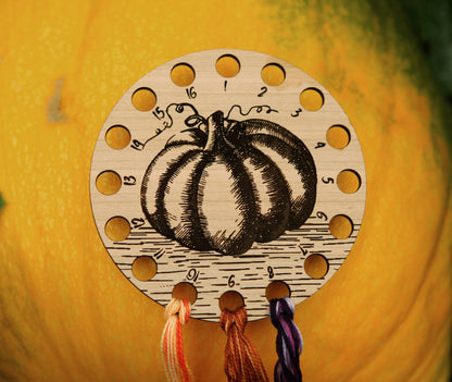 Pumpkin Floss Thread Holder Cherry Wood