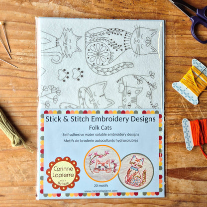 Stick and Stitch Embroidery Folk Cats