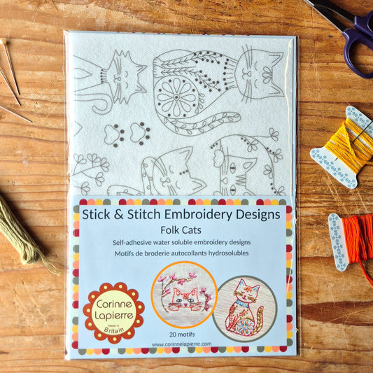 Stick and Stitch Embroidery Folk Cats