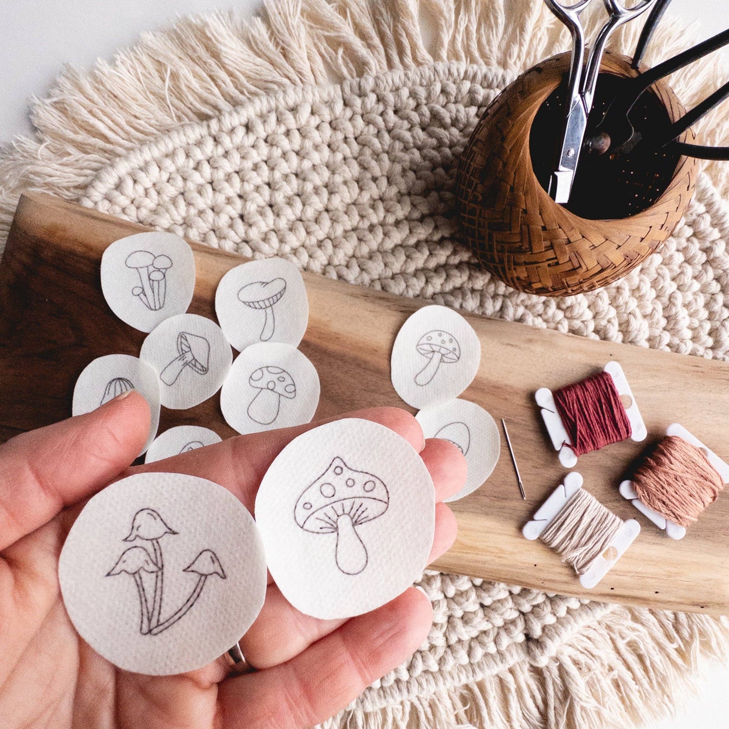 Mini Mushroom Stick and Stitch Embroidery Pattern