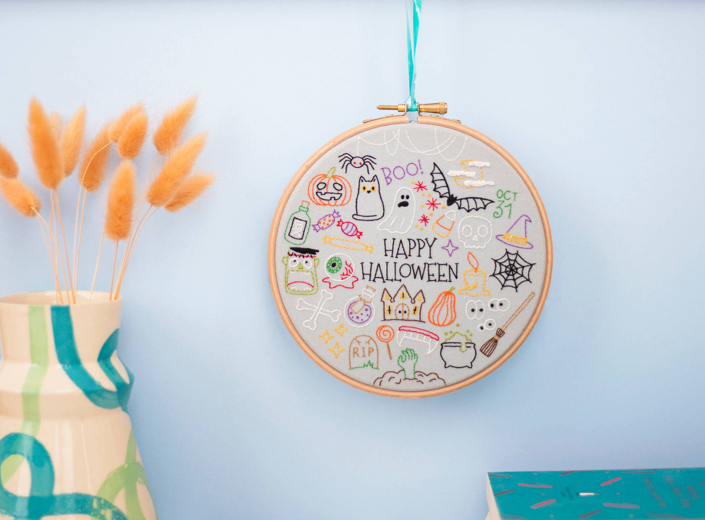 Happy Halloween Embroidery Pattern Fabric Pack