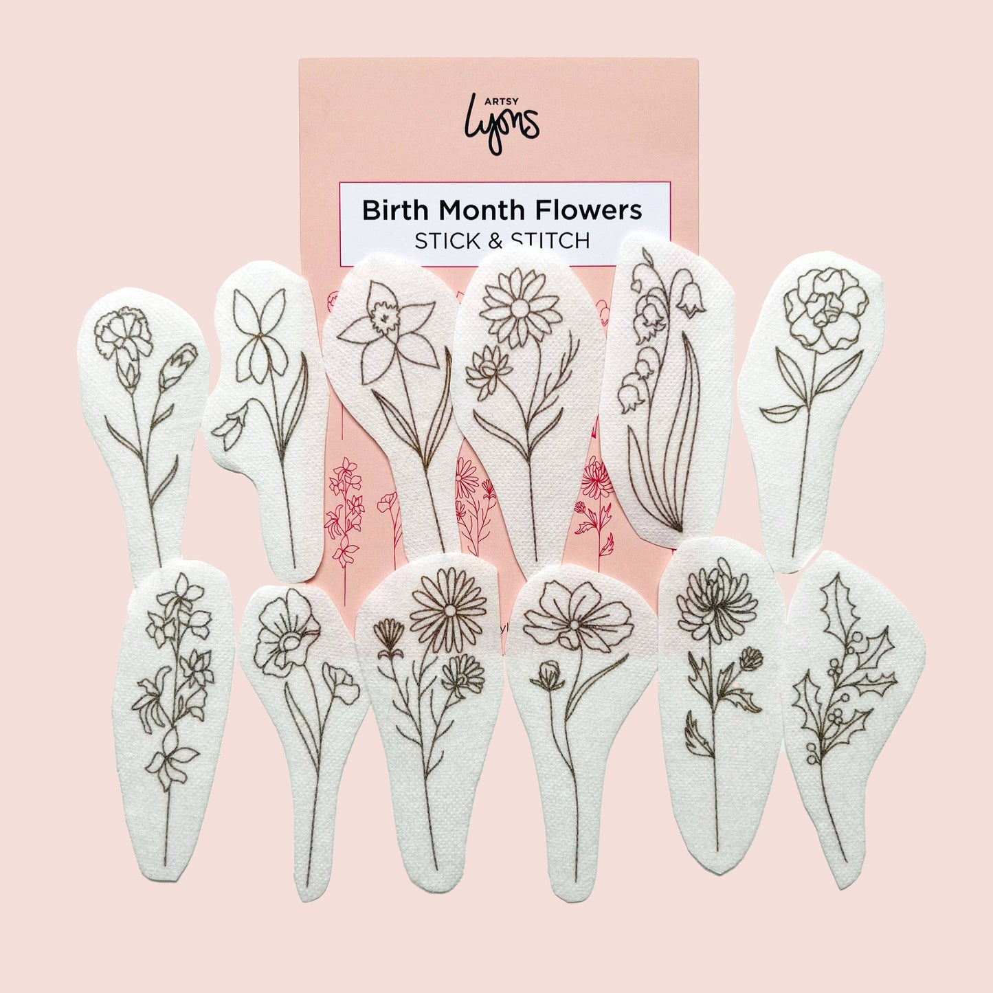 Birth Month Flowers Stick & Stitch Embroidery Pack