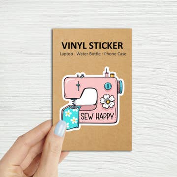 Sew Happy Sewing Machine Sticker
