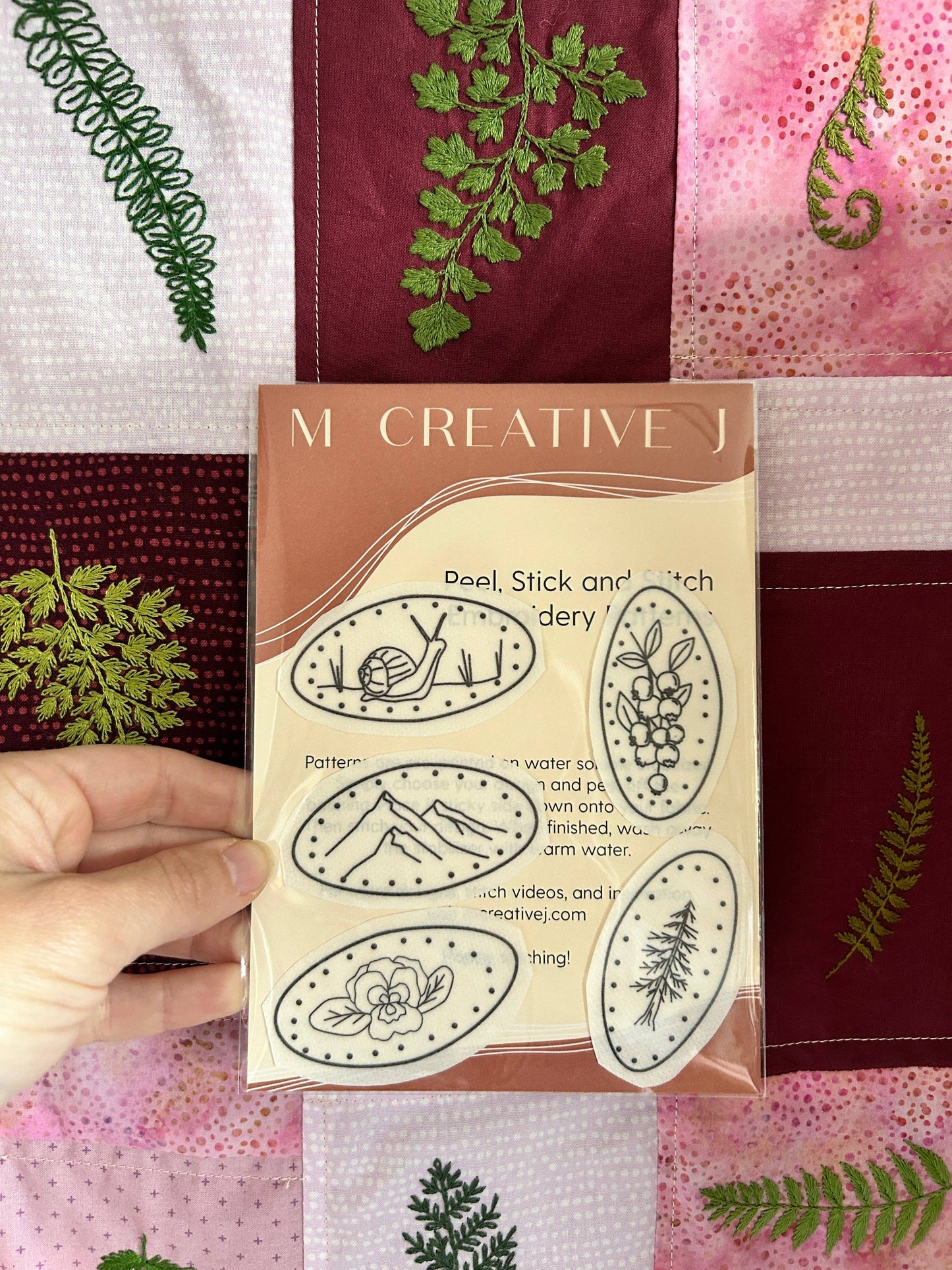 Pressed Pennies Hand Embroidery Peel Stick & Stitch Pattern