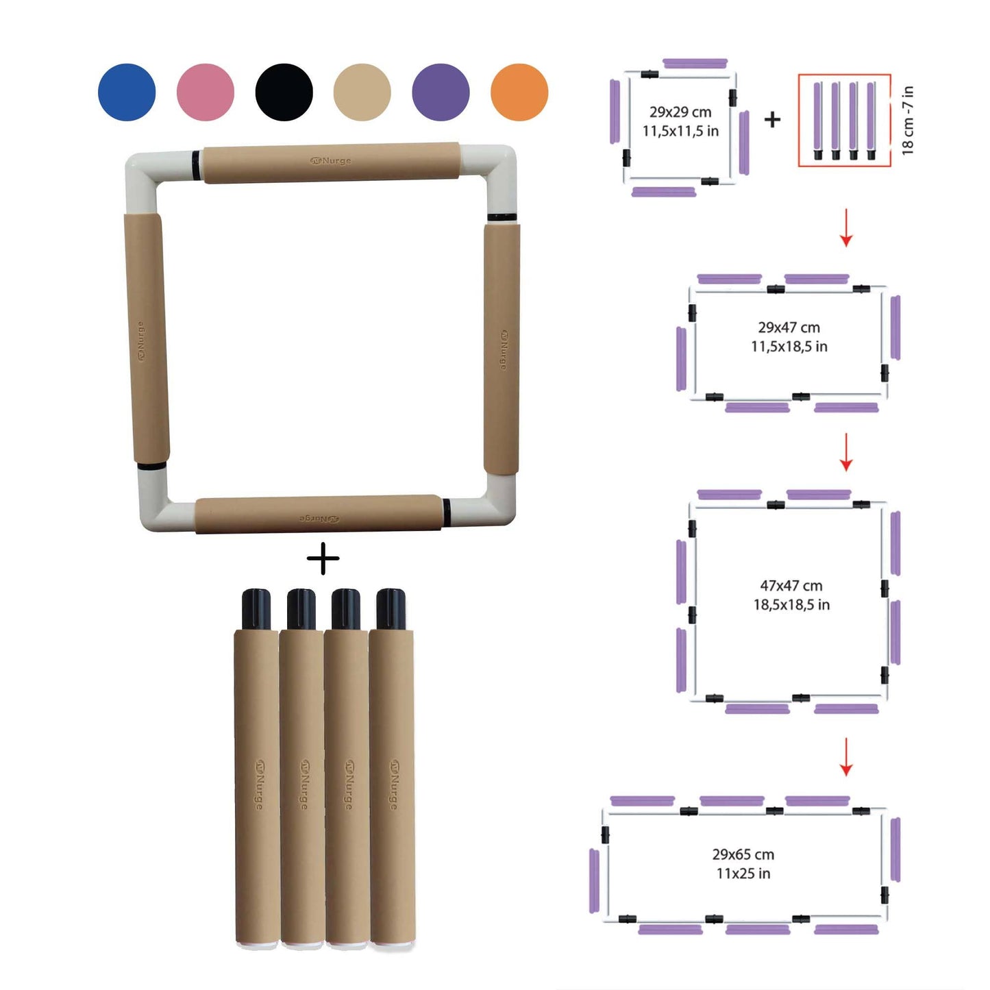 Nurge Embroidery Snap Frame 29cm x 29cm Beige