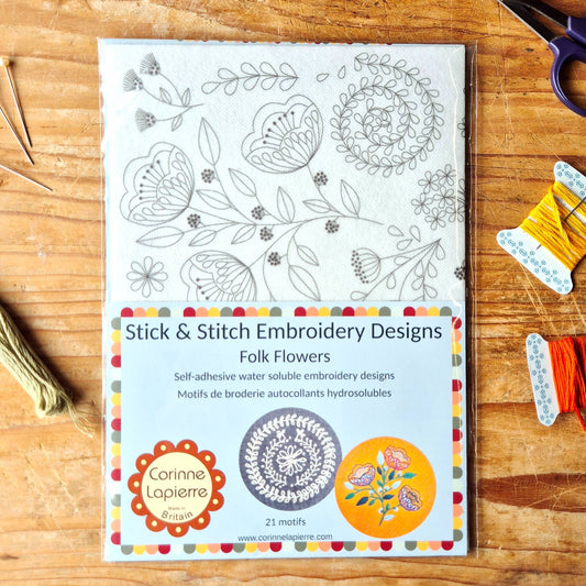 Stick and Stitch Embroidery Folk Flowers