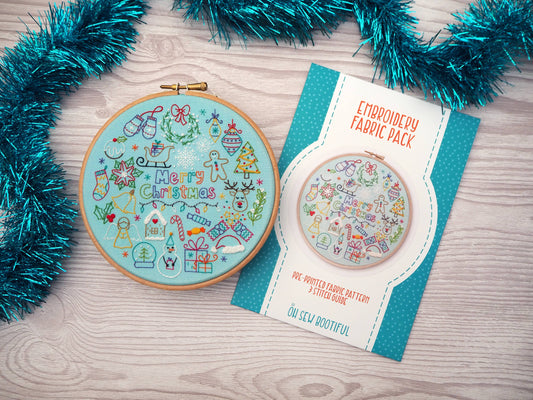 24 Days of Advent  Christmas Embroidery Pattern Fabric Pack