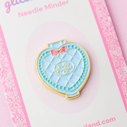 Blue Pocket Doll Compact Needle Minder