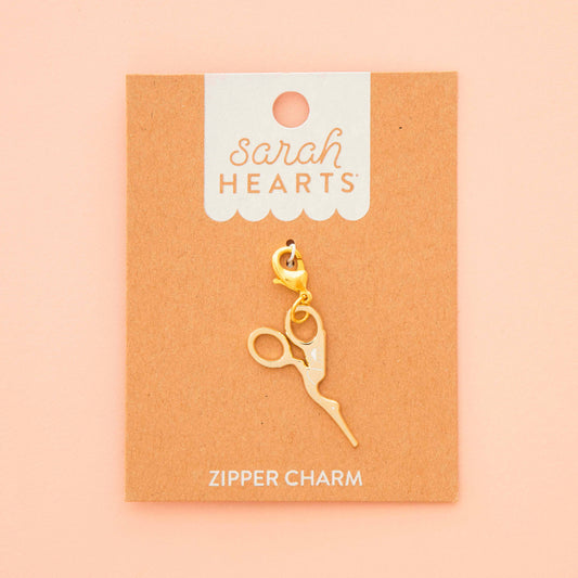 Gold Stork Embroidery Scissor Removable Zipper Charm