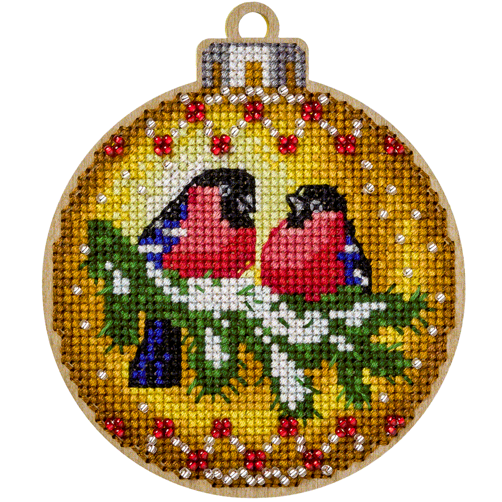 Cross Stitch Kit on Wood Birds