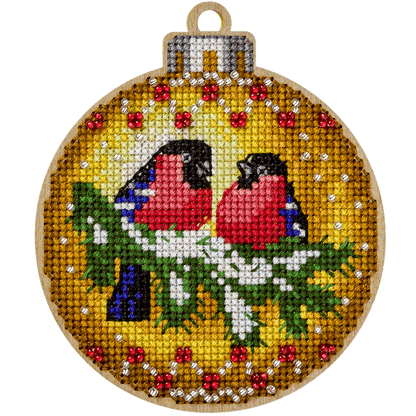 Cross Stitch Kit on Wood Birds