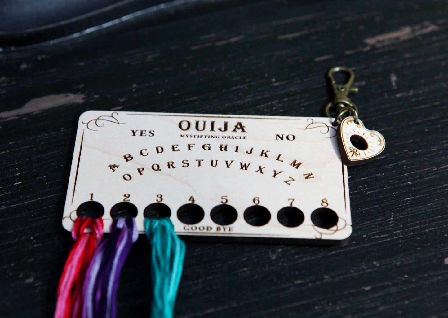 Ouija Board Maple Wood Embroidery Floss Storage Holder