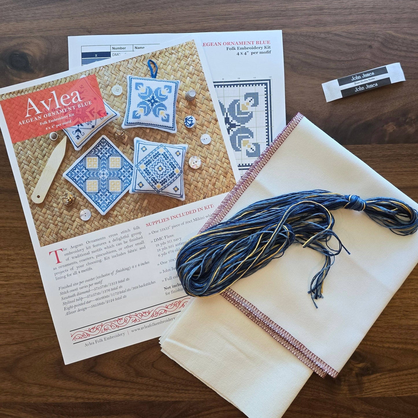 Aegean Ornaments Blue Cross Stitch Kit