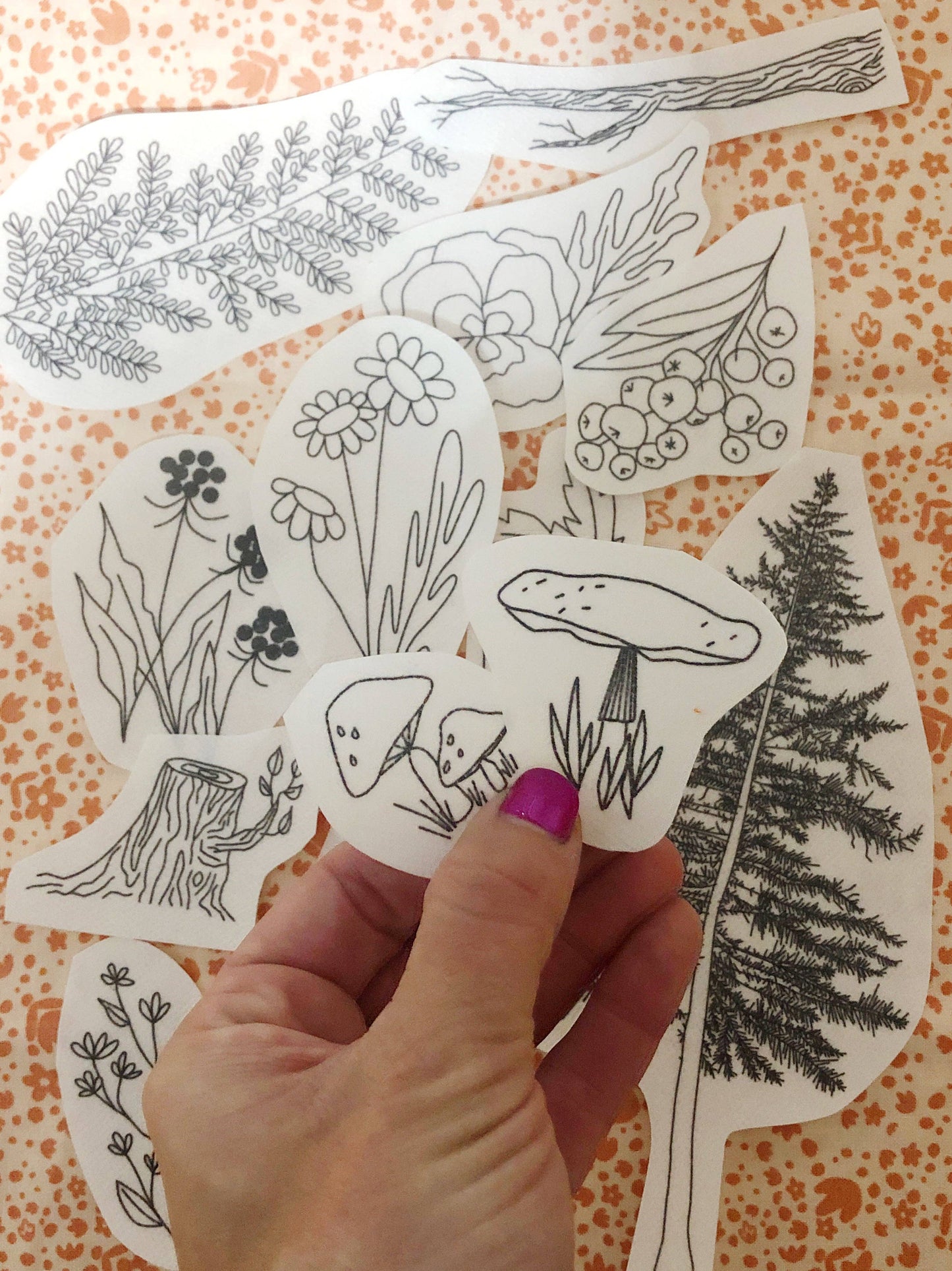 Forest Forage Hand Embroidery Peel Stick & Stitch Pattern