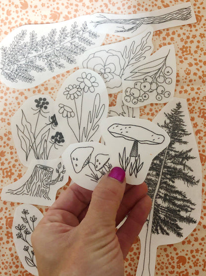 Forest Forage Hand Embroidery Peel Stick & Stitch Pattern