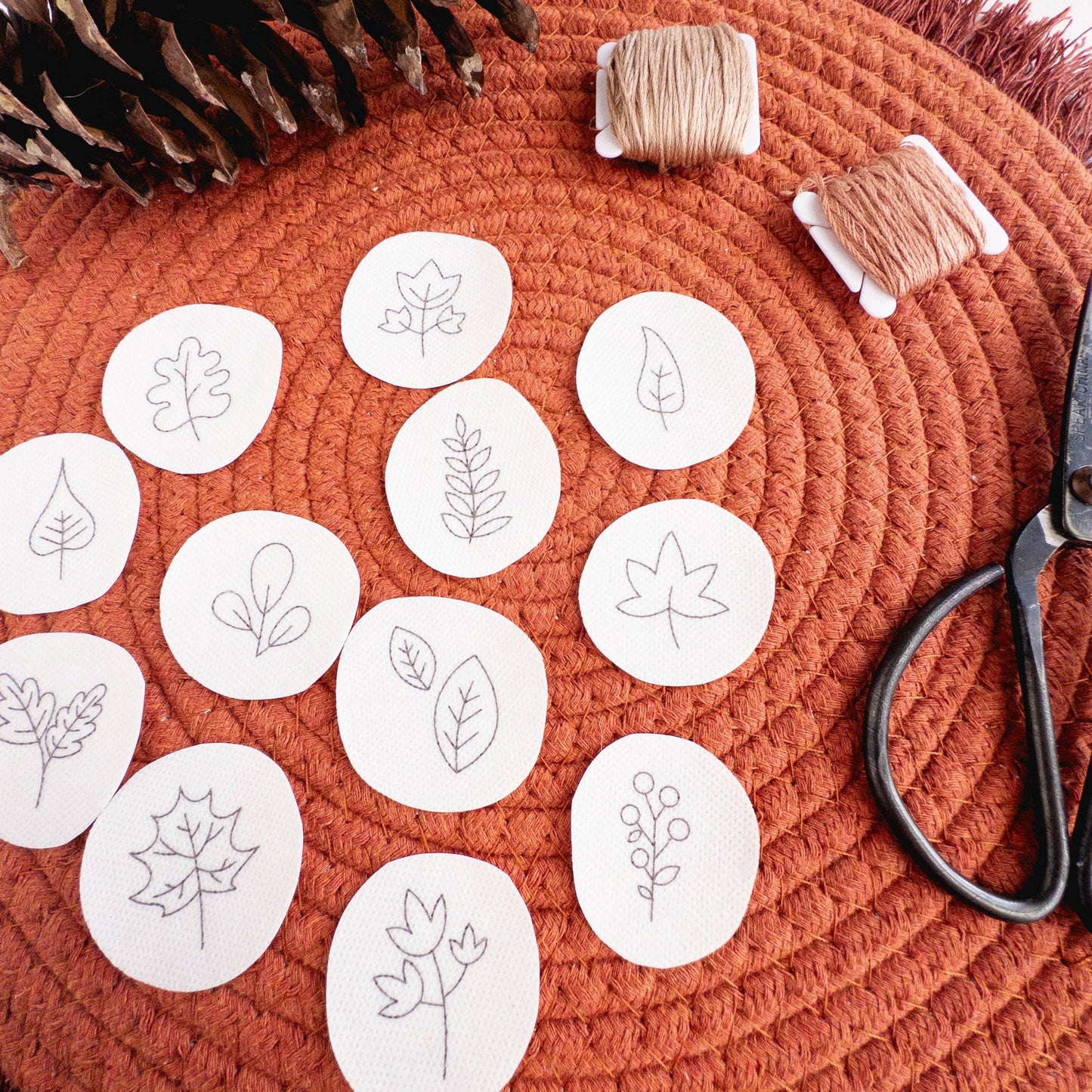 Mini Autumn Botanical Stick and Stitch Embroidery Pattern