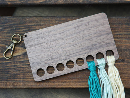Poppy Embroidery Floss Storage Holder Walnut Wood