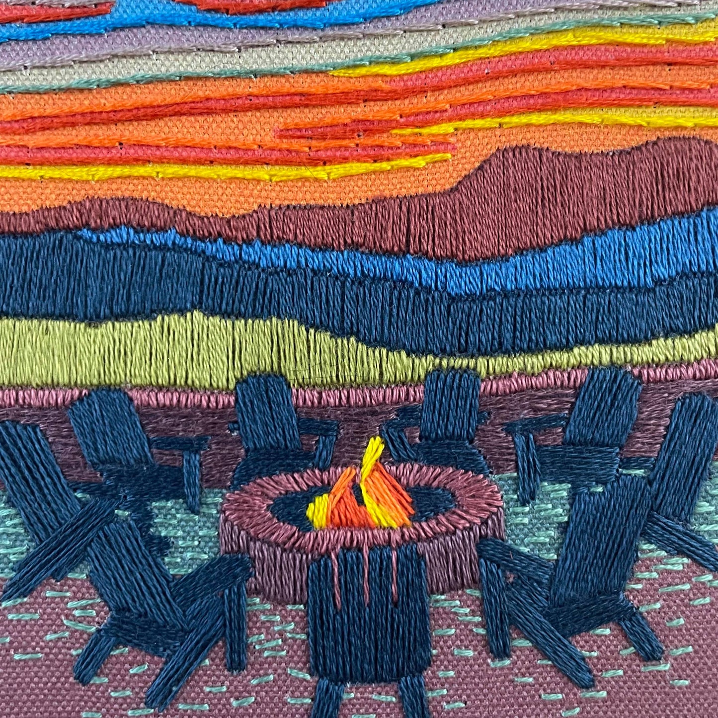 Embroidery Kit Mountain Lodge Sunset