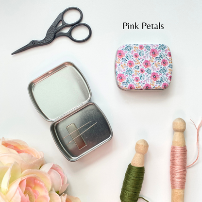 Wide Magnetic Needle Tin, Modern Floral Needle Case