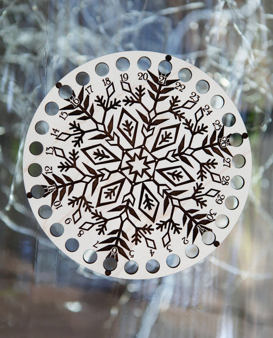 Snowflake 30-Hole Maple Wood Embroidery Floss Storage Holder