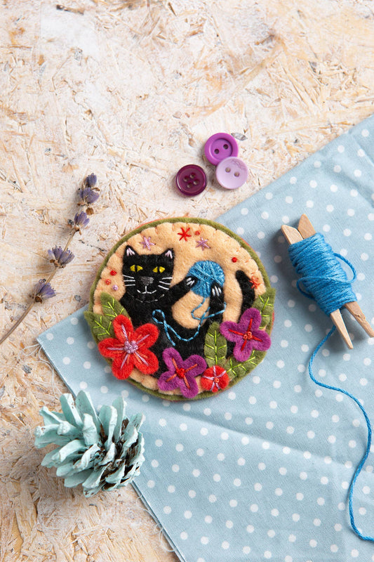 Black Cat Felt Craft Brooch Kit