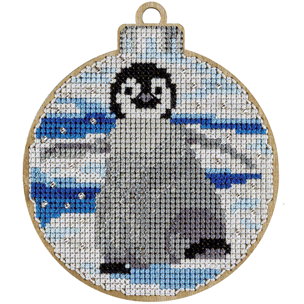 Wood Cross Stitch Kit Penguin